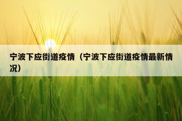 宁波下应街道疫情（宁波下应街道疫情最新情况）