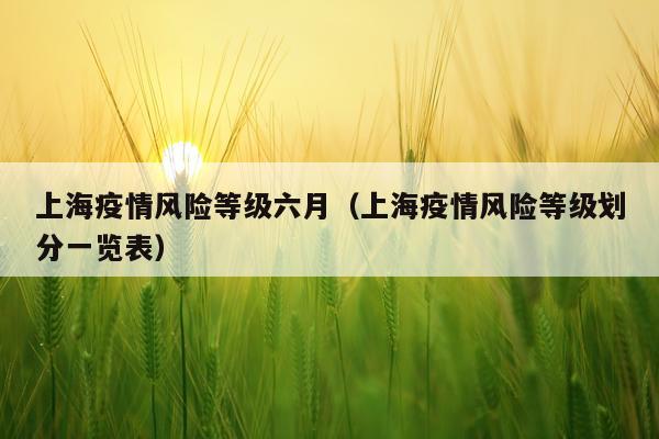 上海疫情风险等级六月（上海疫情风险等级划分一览表）