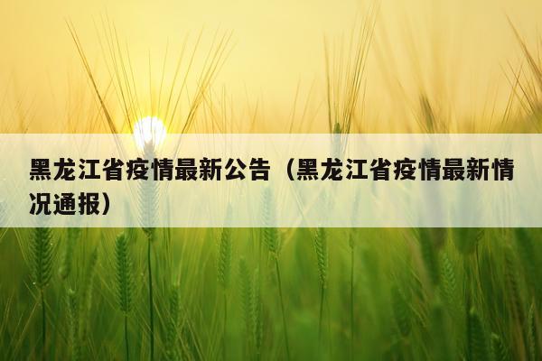 黑龙江省疫情最新公告（黑龙江省疫情最新情况通报）
