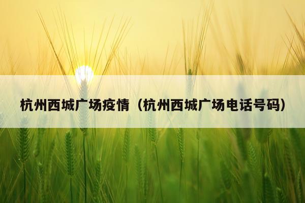 杭州西城广场疫情（杭州西城广场电话号码）