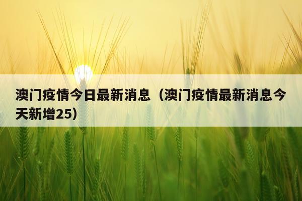 澳门疫情今日最新消息（澳门疫情最新消息今天新增25）