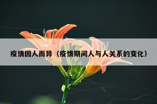 疫情因人而异（疫情期间人与人关系的变化）