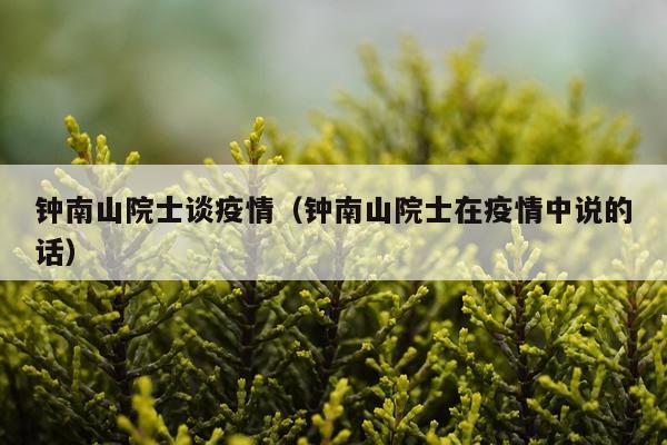 钟南山院士谈疫情（钟南山院士在疫情中说的话）