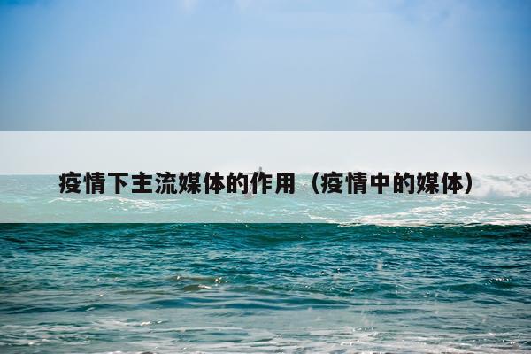 疫情下主流媒体的作用（疫情中的媒体）