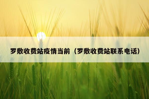 罗敷收费站疫情当前（罗敷收费站联系电话）