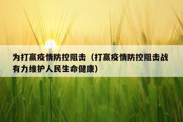 为打赢疫情防控阻击（打赢疫情防控阻击战 有力维护人民生命健康）