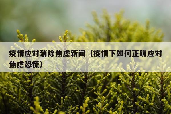 疫情应对消除焦虑新闻（疫情下如何正确应对焦虑恐慌）