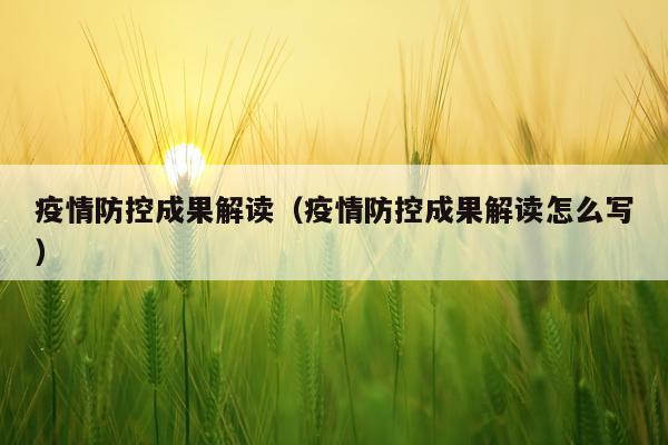 疫情防控成果解读（疫情防控成果解读怎么写）