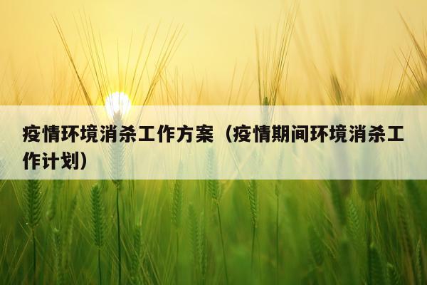 疫情环境消杀工作方案（疫情期间环境消杀工作计划）