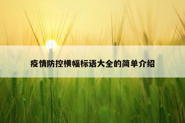 疫情防控横幅标语大全的简单介绍