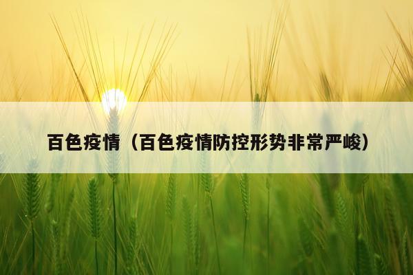 百色疫情（百色疫情防控形势非常严峻）