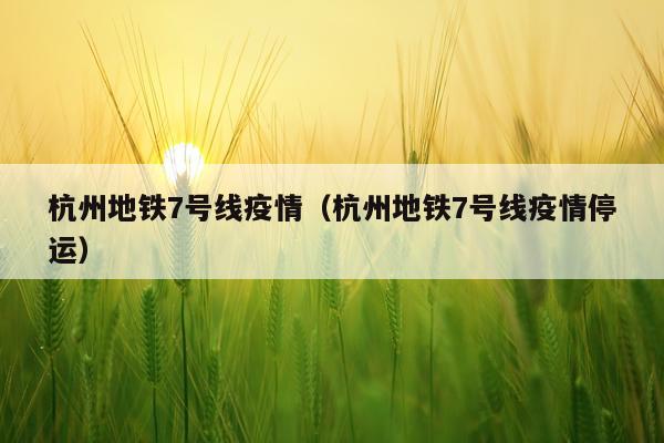 杭州地铁7号线疫情（杭州地铁7号线疫情停运）