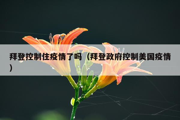 拜登控制住疫情了吗（拜登政府控制美国疫情）