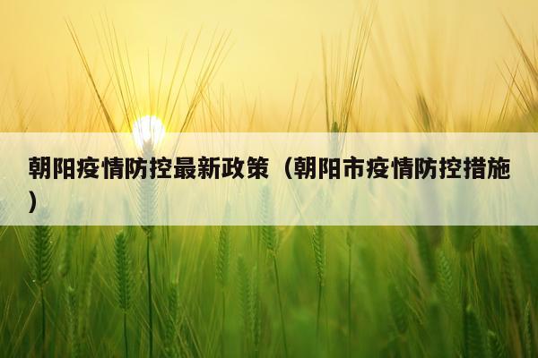 朝阳疫情防控最新政策(朝阳市疫情防控措施)