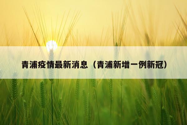 青浦疫情最新消息(青浦新增一例新冠)