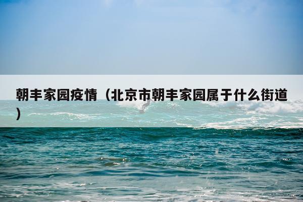 朝丰家园疫情(北京市朝丰家园属于什么街道)