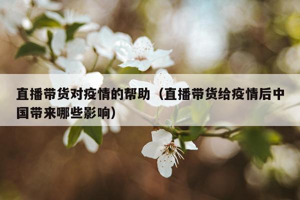 直播带货对疫情的帮助(直播带货给疫情后中国带来哪些影响)
