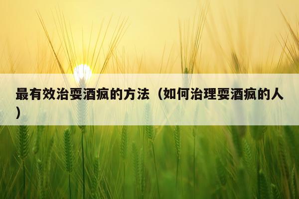 最有效治耍酒疯的方法(如何治理耍酒疯的人)
