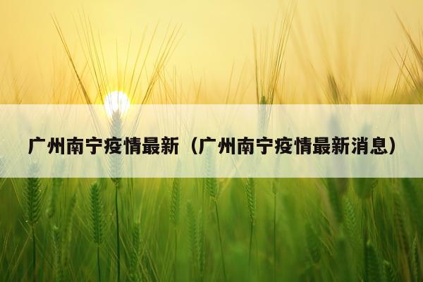 广州南宁疫情最新(广州南宁疫情最新消息)