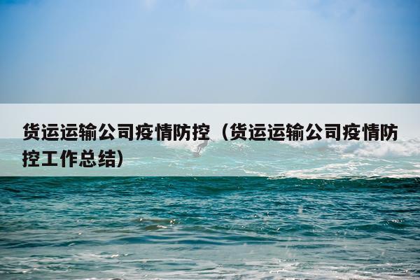 货运运输公司疫情防控(货运运输公司疫情防控工作总结)