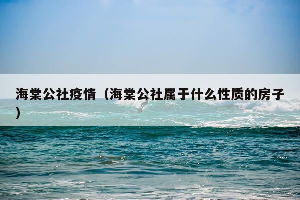 海棠公社疫情(海棠公社属于什么性质的房子)