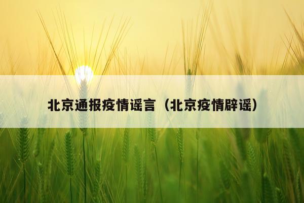 北京通报疫情谣言（北京疫情辟谣）