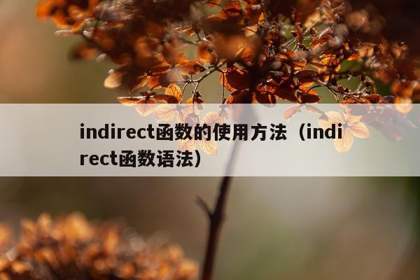 indirect函数的使用方法（indirect函数语法）